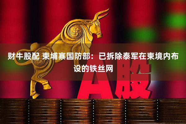 财牛股配 柬埔寨国防部：已拆除泰军在柬境内布设的铁丝网